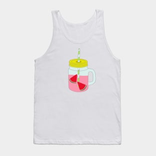 Jar with a straw with a fruit drink. Tank Top